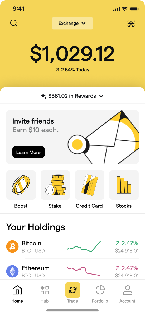 Binance exchange home screen