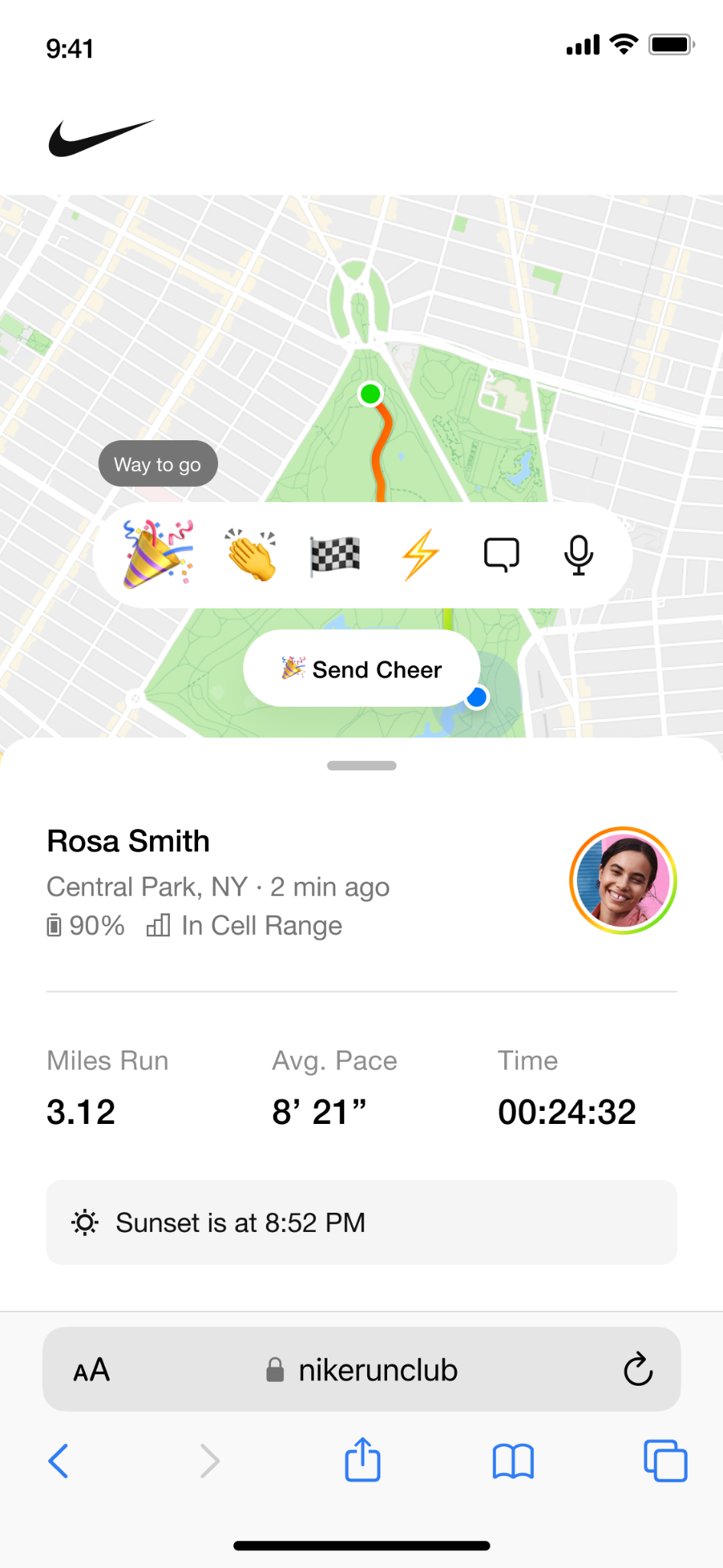 Live Nike Run Club trusted contact experience